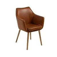 ac design furniture trine marron chaise de salle à manger 1 pièce, chaise rembourrée avec accoudoirs, chaise de cuisine, chaise de salle à manger en similicuir, h: 84 x l: 58 x p: 58 cm