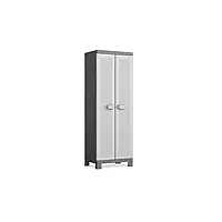 kis armoire range-balais logico noir-gris clair, plastique, 65 x 45 x 182 cm