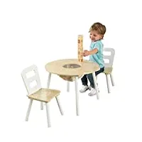 kidkraft ensemble table ronde avec rangement et 2 chaises en bois pour enfants, table enfant avec 2 chaises, meuble de rangement, chambre enfant, 27027