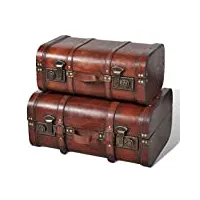 vidaxl 2x coffre de rangement vintage bois marron stockage boîte coffret