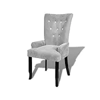 vidaxl fauteuil avec cadre en bois velours argenté chaise salle à manger salon