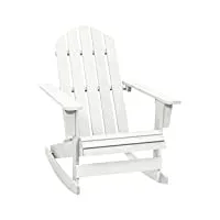 vidaxl fauteuil à bascule chaise détente bois blanc jardin salon balcon patio