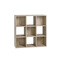 compo meuble de rangement 9 casiers bibliothèque etagères cubes chêne 92 x 29,5 x 92 cm