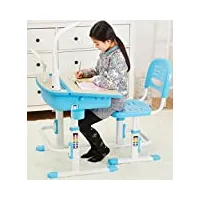 leomark bureau ergonomique avec une chaise et lampe pour enfants couleur bleu réglage en hauteur - tabouret d'enfants apprendre et s'amuser chambre d'enfants equipement de salle