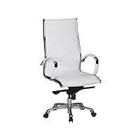finebuy chaise de bureau design cuir véritable blanche fauteuil bureau ergonomique | chaise pivotante confortable avec accoudoir | siege pc 120 kg