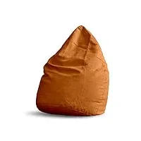 lumaland pouf poire xl 120 l - ligne confort - fauteuil poire adulte et enfant pour salon - 45 x 60 cm - bean bag pouf intérieur avec coutures solides - orange