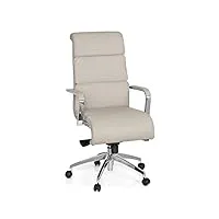 hjh office 660938 chaise de bureau, fauteuil de direction galesa gris en cuir, avec accoudoirs, dossier haut, inclinable et ergonomique, piètement robuste et stable, siège pivotant de grand qualité