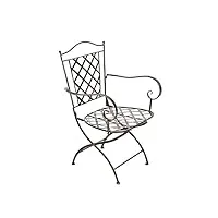 chaise de jardin en fer forgé adara i chaise de jardin pliable i design antique avec accoudoirs i hauteur de l'assise: 43 cm, couleur:bronze