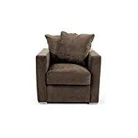 amaris elements | fauteuil en velours « paul » marron 80 x 85 cm housse en tissu