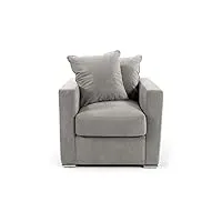 amaris elements | fauteuil en velours « paul » gris 80 x 85 cm housse en tissu