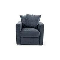 amaris elements | fauteuil velours blue gris 80x85cm
