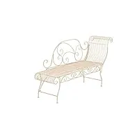 clp banc de jardin karma en fer forgé - banc avec récamière - banquette de jardin style romantique - chaise longue de jardin en fer - couleur: crème antique