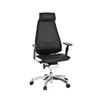 hjh office chaise de bureau ergonomique genidia pro fauteuil de bureau avec support lombaire et accoudoir réglable, cuir noir 652852