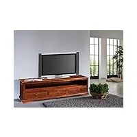 massivmoebel24.de meuble tv - bois massif d'acacia laqué - style colonial (nougat) - oxford #439