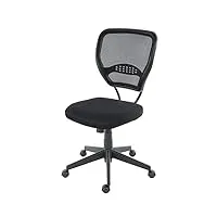 mendler fauteuil/chaise de bureau seattle, charge 150kg, tissu - noir, sans accoudoirs
