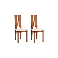vente-unique lot de 2 chaises silvia - hêtre massif - merisier et blanc