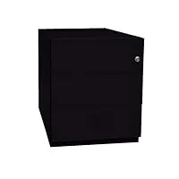 bisley caisson à roulettes note avec poignée, 3 tiroirs universels, métal, 633 noir, 56,5 x 42 x 49,5 cm