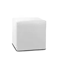 arketicom dado pouf design cube repose pied tabouret cuir dehoussable blanc 42x42
