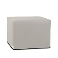 arketicom dado pouf design cube repose pied tabouret cuir dehoussable beige 55x42