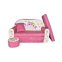 fortisline lit enfant fauteuils canapÉ sofa + pouf et coussin château rose w319_09