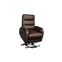 tousmesmeubles fauteuil relax releveur simili cuir marron - verso - l 75 x l 93 x h 98 cm - neuf