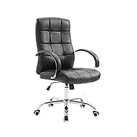 clp fauteuil de bureau ergonomique mikos en similicuir i chaise de bureau a roulette rembourrée i hauteur réglable pivotante accoudoirs, couleur:noir
