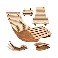 casaria® chaise longue à bascule pliable en bois d'acacia certifié fsc transat ergonomique bain de soleil jardin sauna