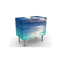 meuble sous vasque design blue lagoon 60x55x35cm, petit, 60 cm de large, réglable, table de lavabo, armoire de lavabo, lavabo, meuble bas, baignoire, salle de bains, armoire de salle bains