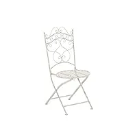 clp chaise de jardin en fer forgé indra chaise en fer avec un design antique avec dossier - meuble de jardin en fer en métal, couleur:crème antique