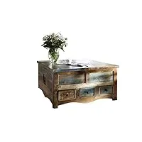 massivmoebel24.de table basse coffre 100x100cm - bois massif recyclé multicolore laqué - inspiration ethnique - nature of spirit #62