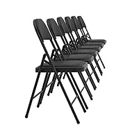 pro.tec lot de 6 chaises de bureau chaise de conférence chaise de salon pliante chaise visiteur similicuir métal noire rembourrée 46 cm x 80 cm x 50 cm