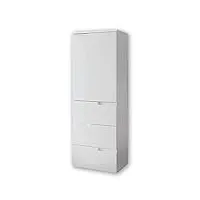 stella trading spice armoire de bureau en blanc brillant - meuble de bureau avec tiroirs - ensemble complet de mobilier de bureau moderne - 50 x 145 x 35 cm