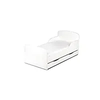leomark moderne lit d'enfant toddler zone de couchage 70/140 cm - couleur blanc - avec tiroir en-dessous + matelas, meubles pour enfants, confortable fonctionnel, lit simple