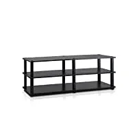 furinno turn-s-tube meubles tv no tools à 3 niveaux, noir, espresso et black, one size