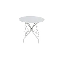 marque+generique vente-unique - table de jardin d.80 cm en métal façon fer forgé - blanc - guermantes de mylia