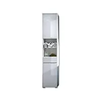 stella trading spice armoire haute de salle de bain en blanc brillant - armoire de salle de bain avec beaucoup d'espace de rangement - 40 x 199 x 32 cm (l/h/p)