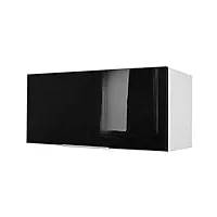 berlioz creations ch8hn meuble haut de cuisine sur-hotte noir haute brillance 80 x 34 x 35 cm, fabrication 100% française