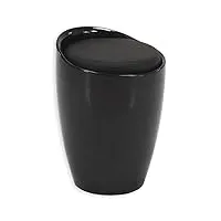 idimex tabouret daniel pouf rond coffre de rangement panier à linge siège avec assise rembourrée, structure en plastique noir et revêtement synthétique noir