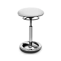 topstar sitness high bob tabouret de travail ergonomique en aluminium poli hauteur d'assise 49-70 cm revêtement en tissu blanc