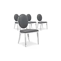 menzzo chaises inox cuisine ou salle manger |chaise scandinave lot 4|pied metal | chaise medaillon grise | chaise table a manger | sofia | dimensions : l45 x p47 x h90 cm