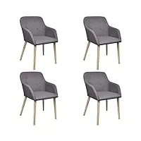 vidaxl chaises à manger lot de 4 gris clair tissu et chêne massif