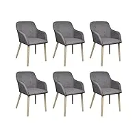vidaxl chaises à manger lot de 6 gris clair tissu et chêne massif