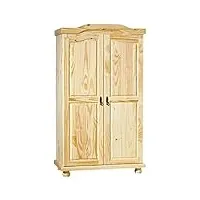 oliver - armoire 2 portes + penderie bois massif naturel