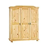 oliver - armoire 3 portes + penderie bois massif naturel