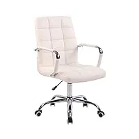 fauteuil de bureau deli similicuir - chaise de bureau ergonomique confortable - hauteur réglable et pivotante - couleur:, couleur:blanc