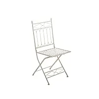 chaise de jardin pliable asina - chaise de balcon en fer forgé avec hauteur d'assise 48 cm - meuble de terrasse et pour usage extérieur - co, couleur:crème antique