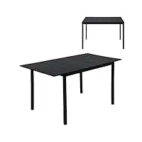 meuble cosy table salle à manger extensible 120-160x80x75cm, noir