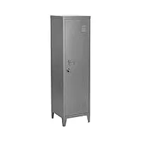 meuble cosy armoire metallique rangement à casiers verrouillables en métal porte avec fermeture à clé 3 compartiments intérieurs rangement bureau, gris /38 x 38 x 137 cm