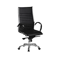 finebuy chaise de bureau design cuir véritable noir fauteuil bureau ergonomique | chaise pivotante confortable avec accoudoir | siege pc 120 kg