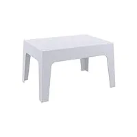 clp table basse de jardin box en plastique -table d’appoint pour usage extérieur empilable - hauteur 43 cm résistante aux intempéries et aux rayons uv - couleurs: gris clair
